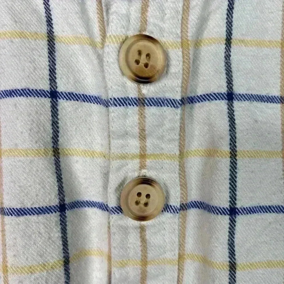 J. Peterman Shirt Flannel Plaid White Henley Long Sleeves Grandpa M - Picture 4 of 10